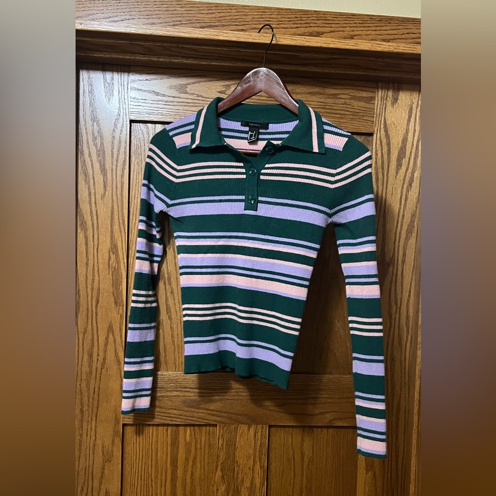 Forever 21 Multicolor Striped Button Down Shirt